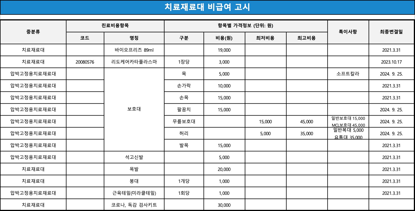 비급여항목안내 3